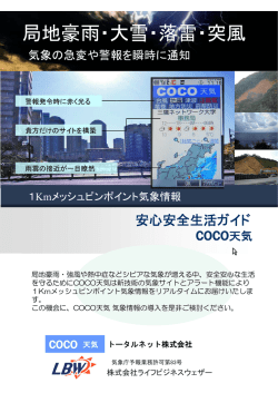 局地豪雨・大雪・落雷・突風 - COCO天気のトータルネット株式会社
