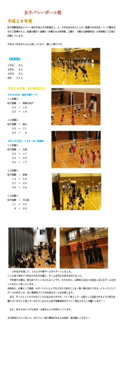 松戸国際高校女子バレー部は平成28年度現在1、2、3年生合わせ21人