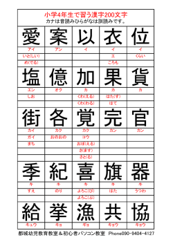 漢字一覧200文字