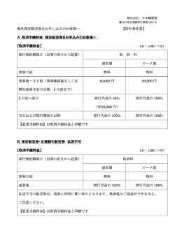 海外格安航空券をお申し込みのお客様へ 【旅行条件書】 A 取消手続料金