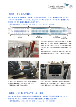 【ガルーダインドネシア航空】東京（成田・羽田）路線 機材変更のお知らせ