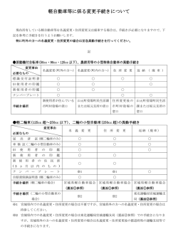 軽自動車等に係る変更手続きについて