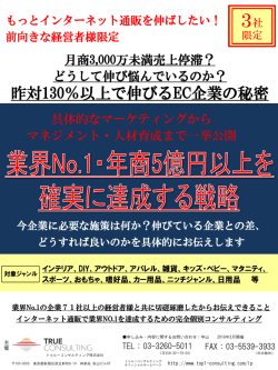 昨対130％以上で伸びるEC企業の秘密 - トゥルーコンサルティング株式