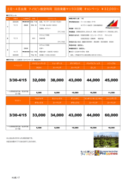 3月∼4月出発 フィリピン航空利用 羽田発着マニラ3日間 キャンペーン
