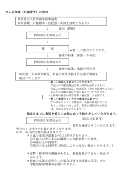＊入居承継（名義変更）の流れ 県営住宅入居承継承認申請書 添付書類