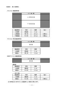 別図第1 （第21条関係） アスファルト舗装標準図 舗装構成 材質 層厚