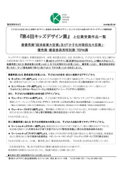 『第 4回キッズデザイン賞』 上位賞受賞作品一覧