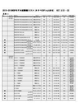 2015-2016NEWモデル試乗機リスト(タナベCUPinよませ) H27.3/21・22