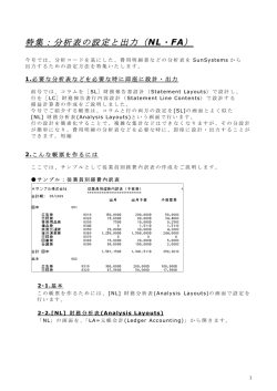 特集：分析表の設定と出力（NL・FA）