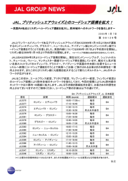 JAL、ブリティッシュエアウェイズとのコードシェア提携を拡大！