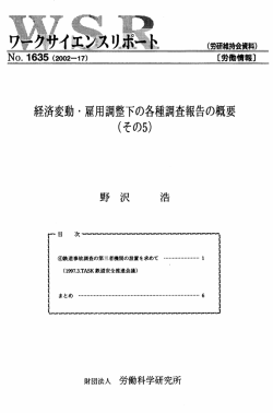 経済変動 ・ 雇用調整下の各種調査報告の概要 (その5)