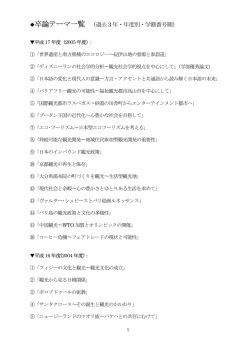 卒論テーマ一覧 （過去3 年・年度別・学籍番号順）