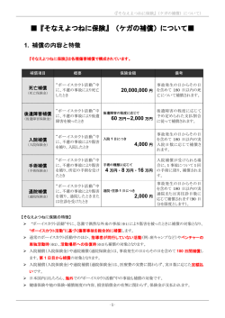 『そなえよつねに保険』（ケガの補償）について
