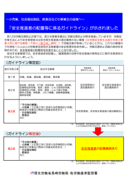 「安全推進者の配置等に係るガイドライン」が示されました