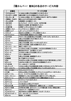 『暑かんべ～! 館林』の各店のサービス内容