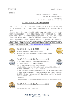 2012 年「インターネットIR表彰」を発表