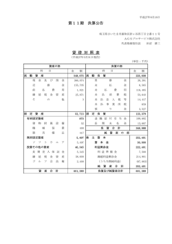 貸借対照表 - AGSプロサービス株式会社