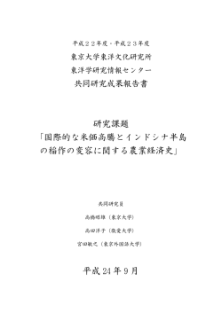 研究成果報告書(PDF: 1.4MB) - 東洋学研究情報センター