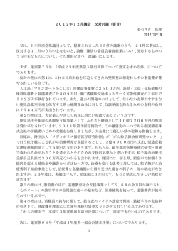 2012年12月議会 反対討論（要旨） まつざき 真琴 2012/12/19 私は