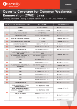 Coverity Coverage for Common Weakness Enumeration (CWE)