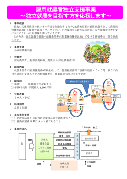 雇用就農者独立支援事業 ～独立就農を目指す方を応援します～