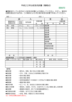 (農業用) 収 入 平成22年分収支内訳書（簡易式） 支 出