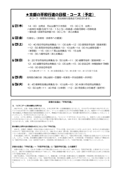 京都の平和行進の日程・コース（予定）