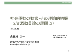社会運動の動態・その理論的把握 5.資源動員論の展開（3）