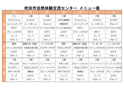 吹田市自然体験交流センター メニュー表