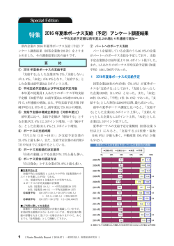 2016 年夏季ボーナス支給（予定）アンケート調査結果