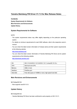 Yamaha Steinberg FW Driver for Mac Release Notes