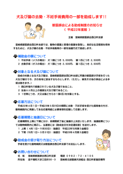 犬及び猫の去勢・不妊手術費用の一部を助成します!!