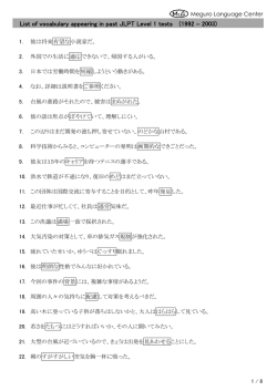 List of vocabulary appearing in past JLPT Level 1 tests