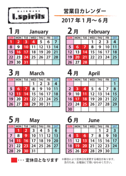 営業日カレンダー 2017 年 1 月∼ 6 月