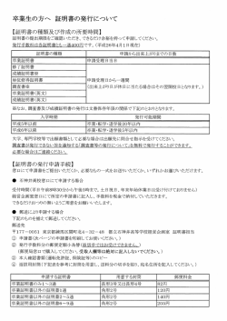 卒業生の方へ 証明書の発行について