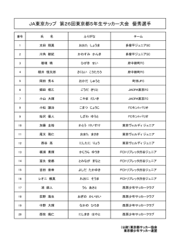 JA東京カップ 第26回東京都5年生サッカー大会 優秀選手