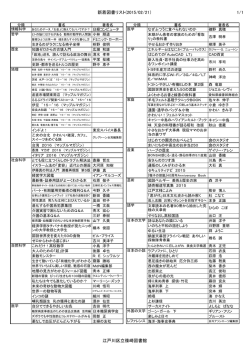1/1 新着図書リスト(2015/02/21） 江戸川区立篠崎図書館