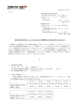 運用資産の新規テナントの入居に伴う稼働状況の変更に関するお知らせ