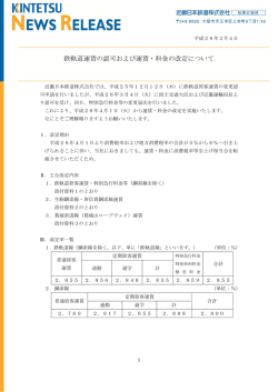 鉄軌道運賃の認可および運賃・料金の改定について