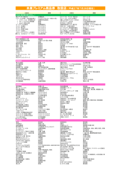 本巣プレミアム商品券 取扱店 （平成27年7月28日現在）
