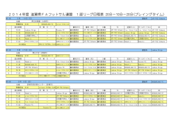 2014年度 滋賀県FAフットサル連盟 1部リーグ日程表 20分ー10分ー20