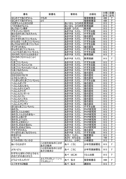 書名 副書名 著者名 出版社 分類 記号 図書 記号 はじめてであうずかん