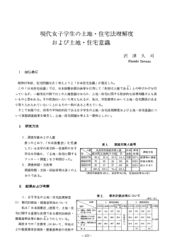 現代女子学生の土地 ・ 住宅法理解度