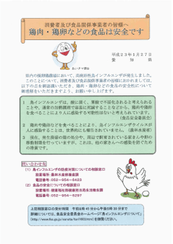 鶏肉 ・鶏卵などの食品は安全です