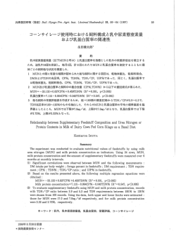 コーンサイレージ使用時における飼料構成と乳中尿素態窒素量 および乳