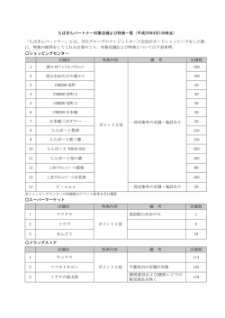 ちばぎんパートナー対象店舗よび特典一覧（平成26年4月1日時点