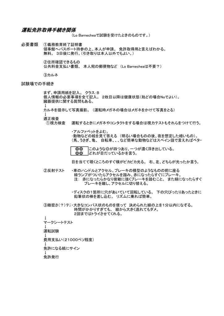 運転免許取得手続き関係