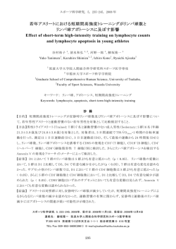 若年アスリートにおける短期間高強度トレーニングが