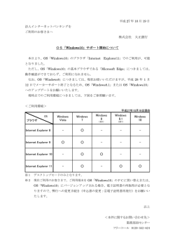 株式会社 大正銀行 OS「Windows10」サポート開始について Windows