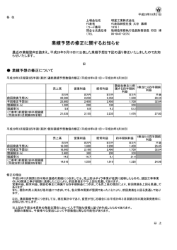 業績予想の修正に関するお知らせ